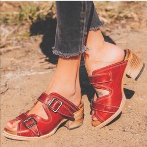Freebird Caprice Red Leather Heeled Sandals